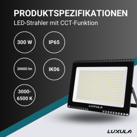Reflektor LED 300W 3CCT 30000lm IP65 crni LUXULA LX400134