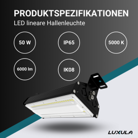 Industrijska svjetiljka 50W 5000K 6000lm IP65 HighBay linearna LUMILEDS LUXULA LX500120