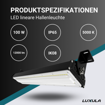 Industrijska svjetiljka 100W 5000K 12000lm IP65 HighBay linearna LUMILEDS LUXULA LX500121