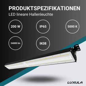 Industrijska svjetiljka 200W 5000K 24000lm IP65 HighBay linearna LUMILEDS LUXULA LX500123