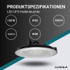 Industrijska svjetiljka 150W 5000K 15000lm IP65 HighBay UFO EPISTAR LUXULA LX500131