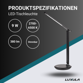 Stolna svjetiljka 9W 3CCT dimabilna crna LUXULA LX700150