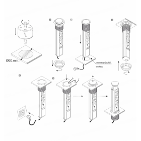 Izvlačna utičnica 3 x schuko + 2 x USB POP73G2U