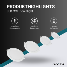 Panel LED 18W 3CCT 1880lm ø220x32mm downlight podesiv s difuzorom ugradbeni okrugli LUXULA LX300112