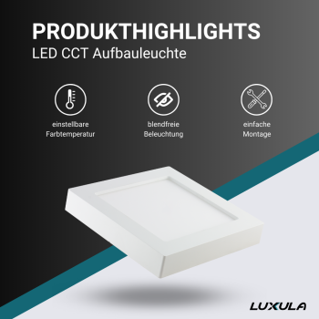 Panel LED 18W 3CCT 1880lm 227x35mm podesiv s difuzorom nadgradni kvadratni LUXULA LX300206