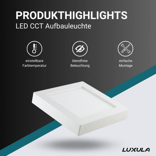 Panel LED 18W 3CCT 1880lm 227x35mm podesiv s difuzorom nadgradni kvadratni LUXULA LX300206