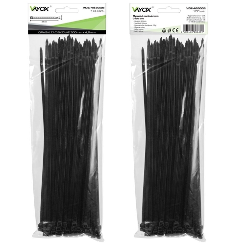 Vezica PVC 4,8x300mm crna 100 komada u pakiranju VOZ-48300B