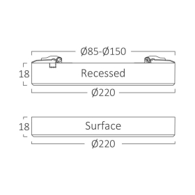 Panel LED 20W 3CCT sa senzorom 1800lm IP20 ugradbeno-nadgradni okrugli bijeli BRAYTRON BP03-92080