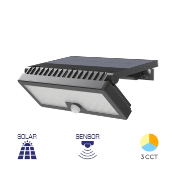 Solarna zidna svjetiljka 10W 3CCT 1000lm IP54 IK05 sa senzorom siva BRAYTRON BG36-00381