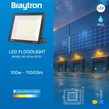 Reflektor LED 100W 11000lm 6500K IP65 IK05 crni BRAYTRON BT66-09131