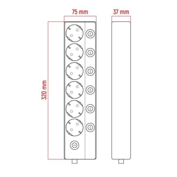 Razdjelnik 6-smjerni sa prekidačima 16A 3G1,5 Schuko FMP6214S
