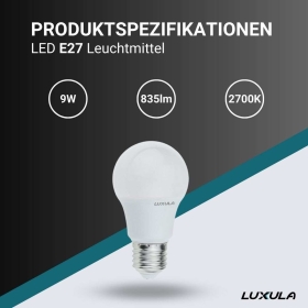 Žarulja LED 9W 2700K 835lm E27 LUXULA LX100100