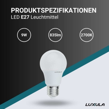 Žarulja LED 9W 2700K 835lm E27 LUXULA LX100100