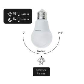 Žarulja LED 9W 2700K 911lm E27 sa senzorom sumraka i pokreta LUXULA LX100201