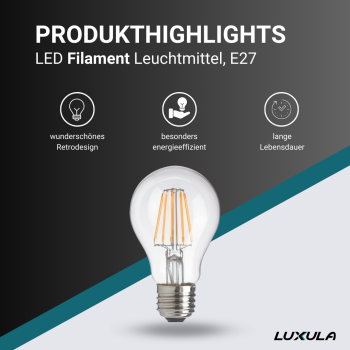 Žarulja LED 7W 2700K 700lm E27 prozirno staklo filament LUXULA LX100700