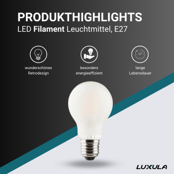Žarulja LED 7W 2700K 700lm E27 mliječno staklo filament LUXULA LX100701