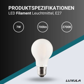 Žarulja LED 7W 2700K 700lm E27 mliječno staklo filament LUXULA LX100701
