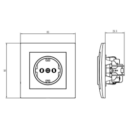 Utičnica Schuko s okvirom 250V/16A Next crna DPM NXT1012B