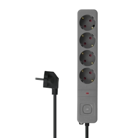 Prenosiva utičnica 4xSchuko sa prekidačem, siva, 1,5 m, kabel 3x1.5mm2 DPM SMP4015G