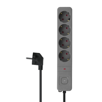 Prenosiva utičnica 4xSchuko sa prekidačem, siva, 1,5 m, kabel 3x1.5mm2 DPM SMP4015G