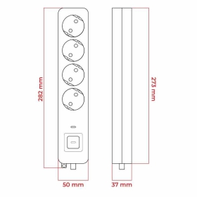 Prenosiva utičnica 4xSchuko sa prekidačem, siva, 1,5 m, kabel 3x1.5mm2 DPM SMP4015G