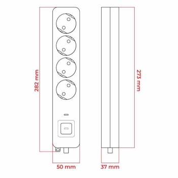Prenosiva utičnica 4xSchuko sa prekidačem, siva, 1,5 m, kabel 3x1.5mm2 DPM SMP4015G