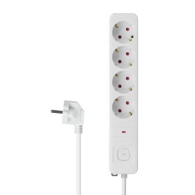 Prenosiva utičnica 4xSchuko sa prekidačem, bijela, 1,5 m, kabel 3x1.5mm2 DPM SMP4015W