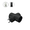 Schuko električni razdjelnik, 3 utičnice crna DPM SP901B