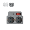 Schuko električni razdjelnik s prekidačem, 3 utičnice, 2 USB bijela/siva DPM SP905 Schuko električni razdjelnik s prekidačem, 3 utičnice, 2 USB bijela/siva DPM SP905