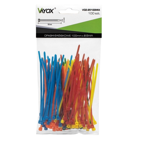 Vezica PVC 2,5x100mm mix boja 100 komada u pakiranju VOZ-25100MIX