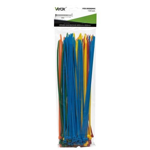 Vezica PVC 3,5x250mm mix boja 100 komada u pakiranju VOZ-35250MIX