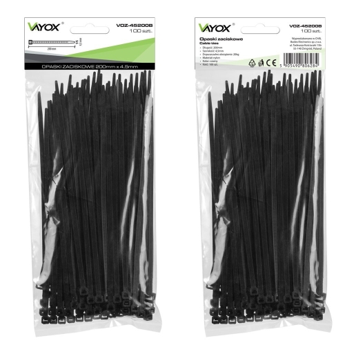 Vezica PVC 4,5x200mm crna 100 komada u pakiranju VOZ-45200B