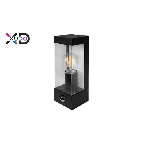 Kućište za E27 žarulju max 15W 235x95x108mm IP44 pravokutno crno sa PIR senzorom KINKIET XD-QA101S