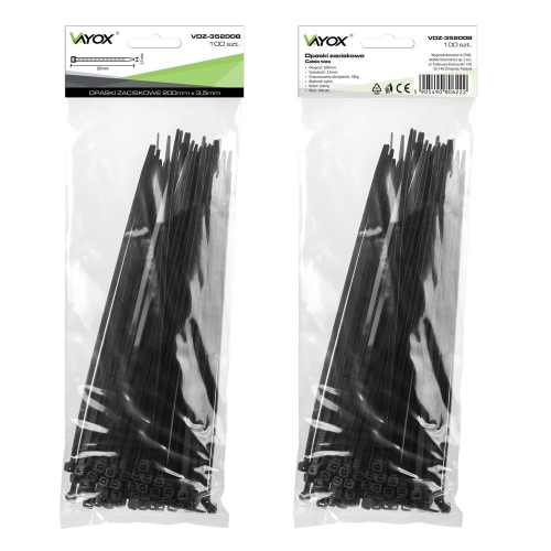 Vezica PVC 3,5x200mm crna 100 komada u pakiranju VOZ-35200B