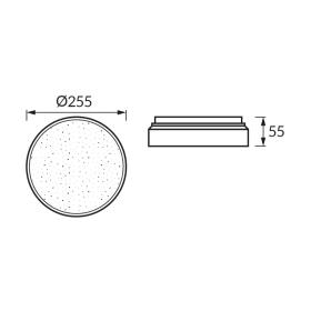 Stropna svjetiljka 12W 4000K 630lm fi255mm SARA okrugla sa crnim rubom 04896