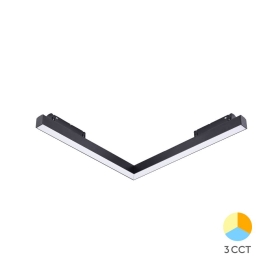 Linearna magnetska svjetiljka 20W 3CCT 1200lm 48VDC 45x303x303mm IP20 M20 kutna crna BRAYTRON BD60-00281