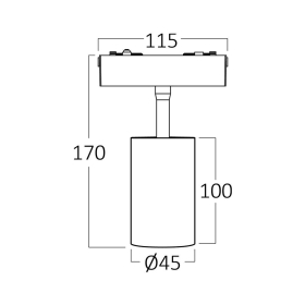 Magnetska svjetiljka 10W 3CCT 810lm fi45 S20B IP20 crna BRAYTRON BD61-20281
