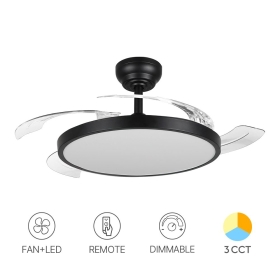 Ventilator stropni sa osvjetljenjem 32+30W 3CCT 2600lm fi1060mm IP20 dimabilna sa daljinskim upravljačem crni BRAYTRON  BH85-00301