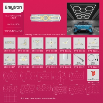Konektor 180 za hexagon LED G1 rasvjetu IP20 BRAYTRON BN10-02300