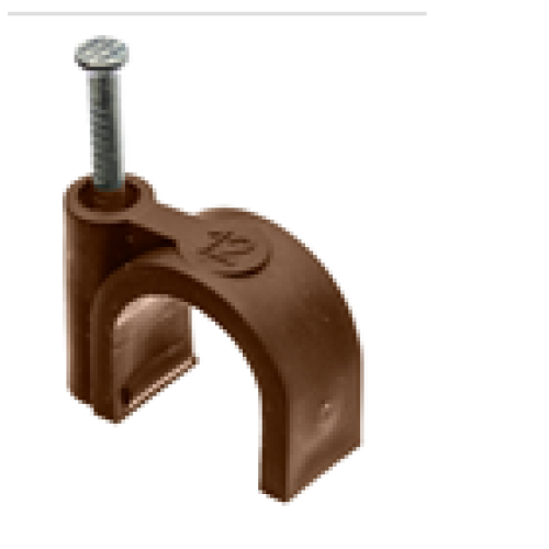 Obujmica za kabel s čavlićem 12mm smeđa 25 komada u pakiranju H.7009B-25