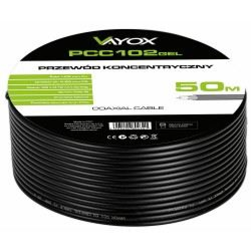 Kabel koaksijalni RG6U Cu 1,02mm 50m crni VAYOX PCC102GEL-50