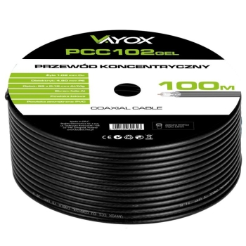 Kabel koaksijalni RG6U Cu 1,02mm 100m crni VAYOX PCC102GEL
