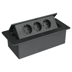 Izvlačna utičnica 3 x schuko crna DPM PFS1301