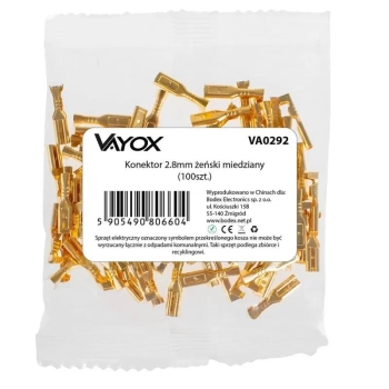Konektor ravni 2,8 mm bakreni ženski (100 kom) VAYOX VA0292