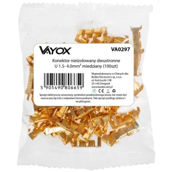 Konektor neizolirani dvosmjerni U 1,5-4,0 mm2 bakreni (100 kom) VAYOX VA0297