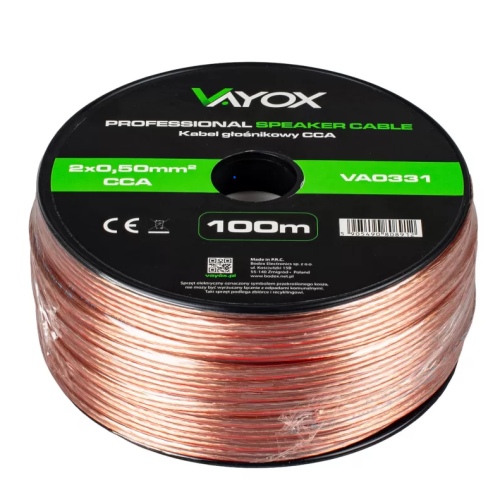Audio kabel CCA 2x0,50mm 100m VAYOX VA0331