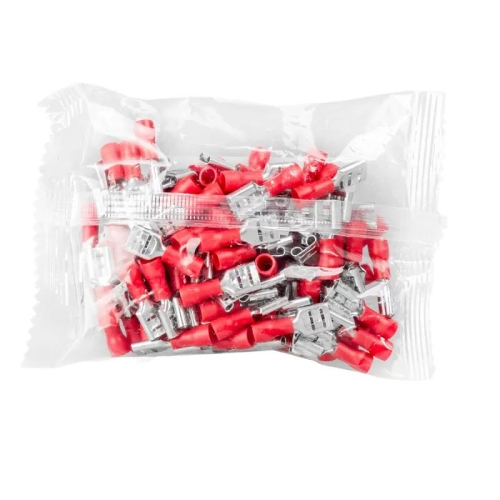 Konektor izolirani ženski ravni 0,5-1,5mm2 6,3mm crveni 100 kom VAYOX VA0386