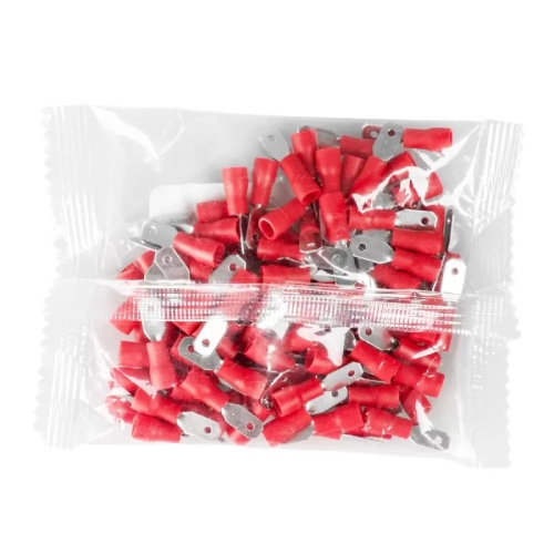 Konektor izolirani ravni muški 0,5-1,5mm2 4,8mm crveni 100 kom VAYOX VA0391