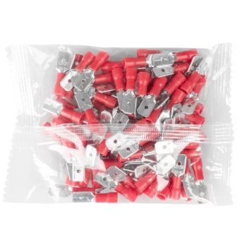 Konektor izolirani ravni muški 0,5-1,5mm2 6,3mm crveni 100 kom VAYOX VA0392