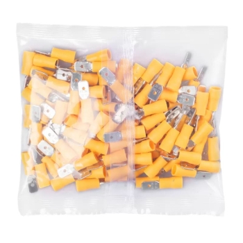 Konektor izolirani ravni muški 4-6mm2 6,3mm žuti 100 kom VAYOX VA0397